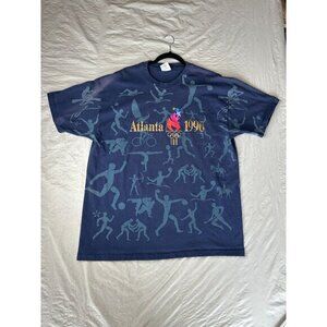 Champknit Mens Blue Atlanta 1996 Olympic Shirt ‎ XL short sleeve vintage